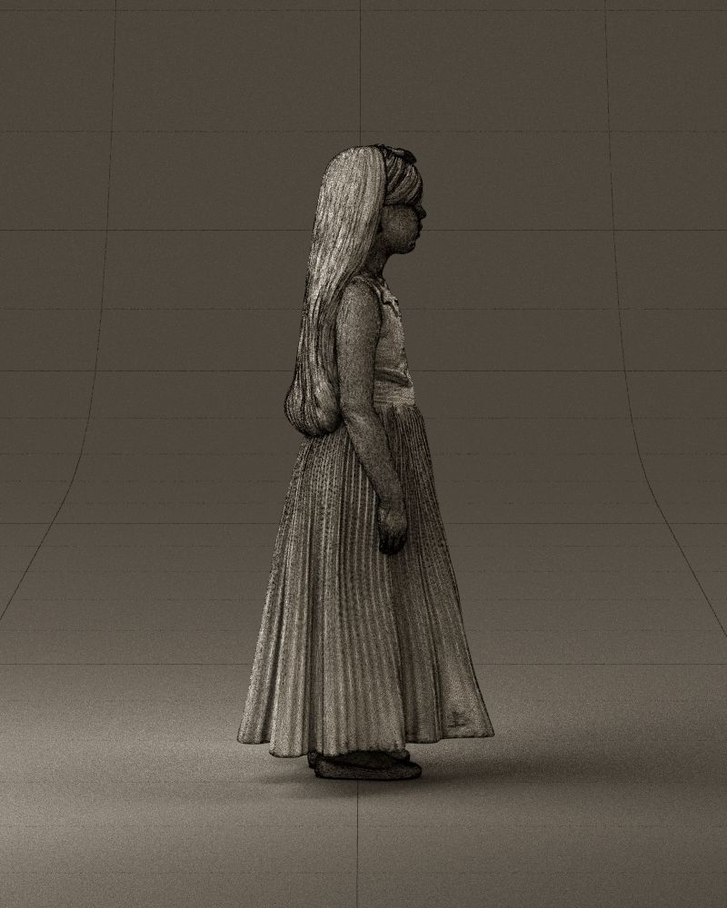 001026 junior girl in pink long dress 3D Print Ready 3D print model_28