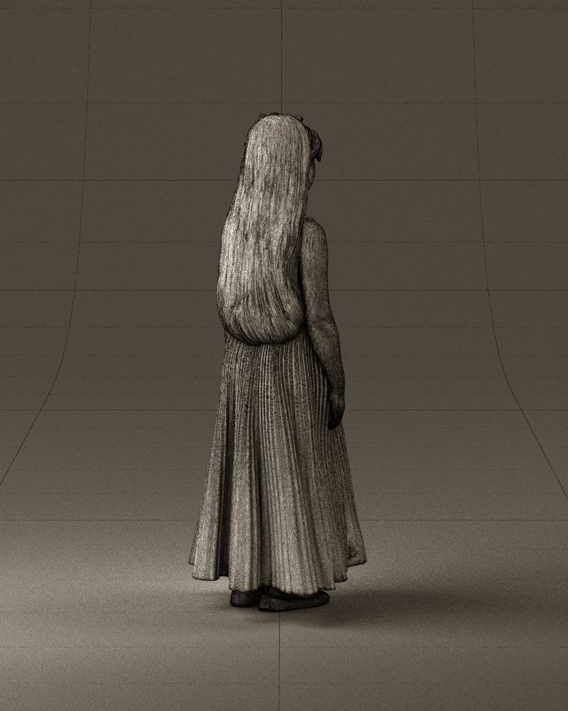 001026 junior girl in pink long dress 3D Print Ready 3D print model_29