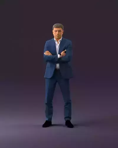 001027 man in close pose in blue square suit