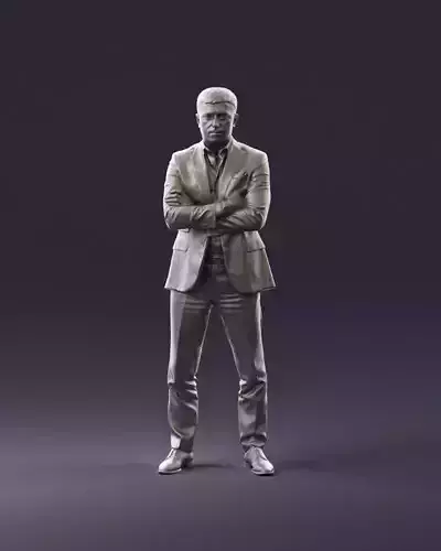 001027 man in close pose in blue square suit 3D Print Ready