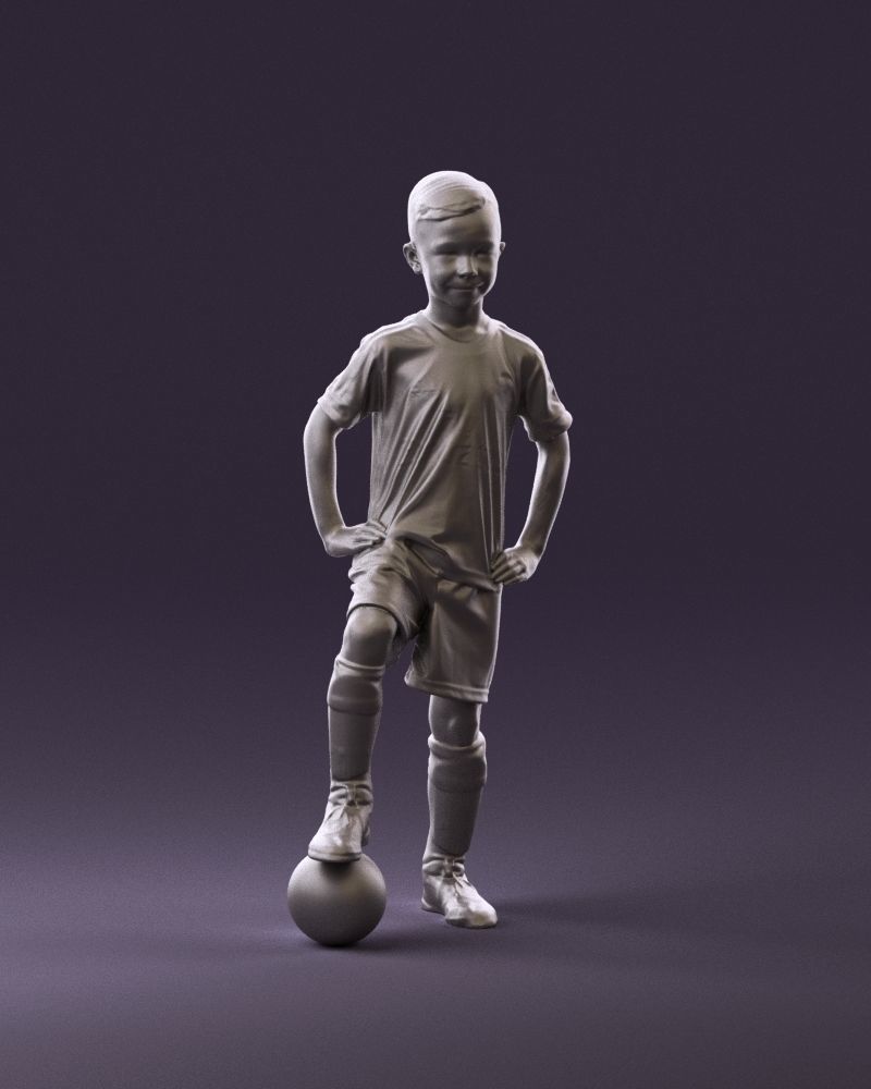 001028 young socker player in whire red uniform 3D Print Ready 3D print model_2