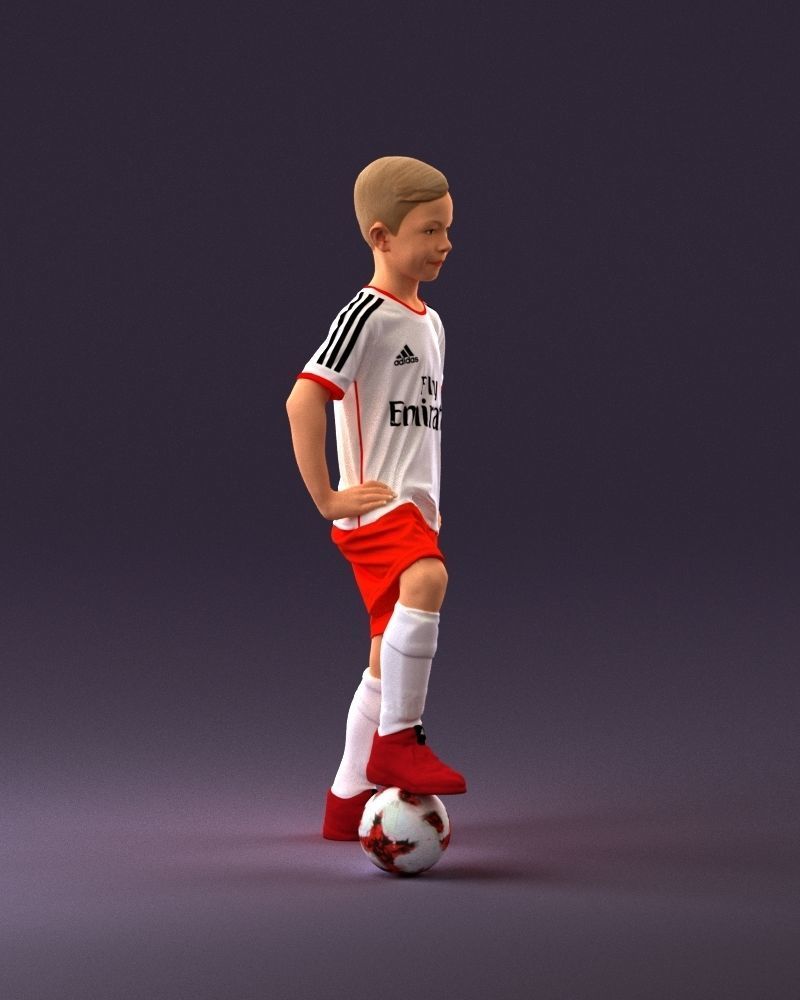 001028 young socker player in whire red uniform 3D Print Ready 3D print model_7