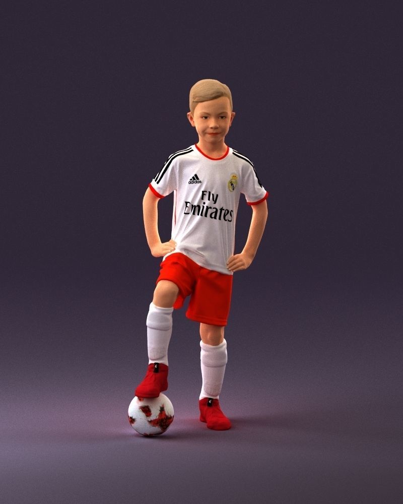 001028 young socker player in whire red uniform 3D Print Ready 3D print model_6