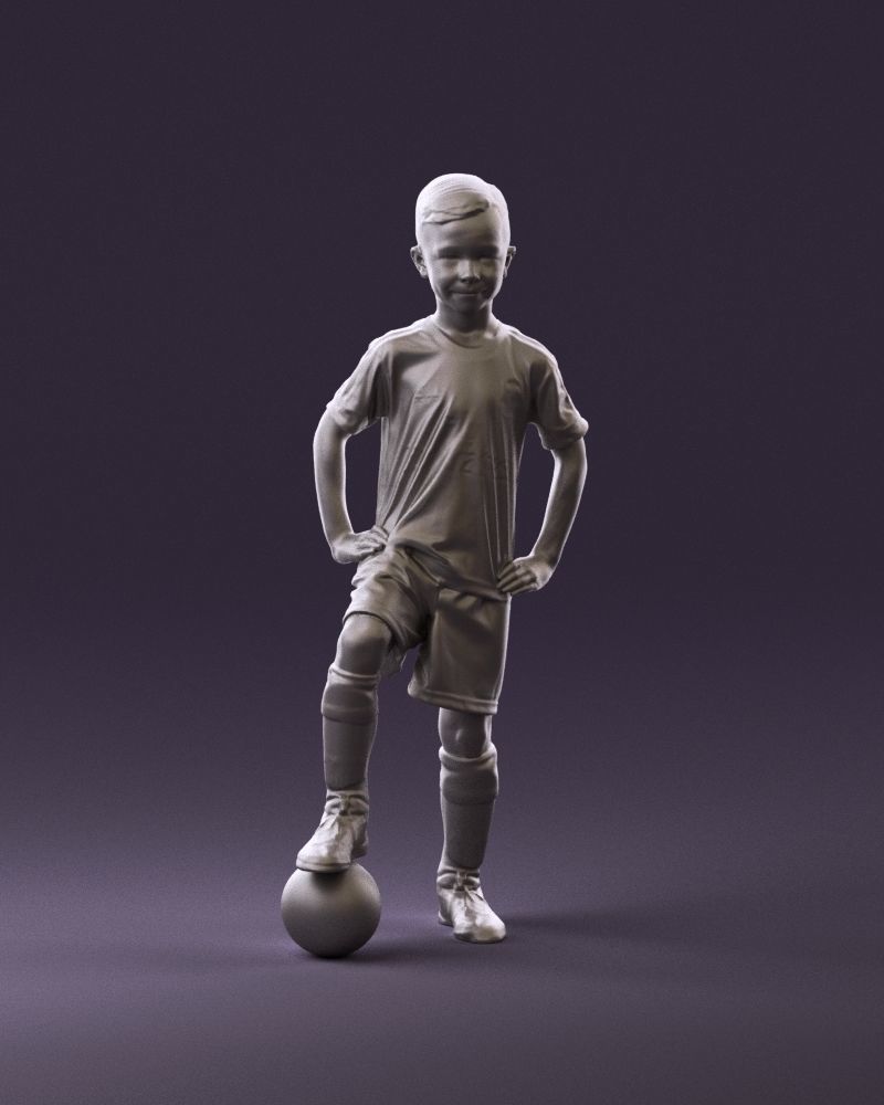 001028 young socker player in whire red uniform 3D Print Ready 3D print model_1