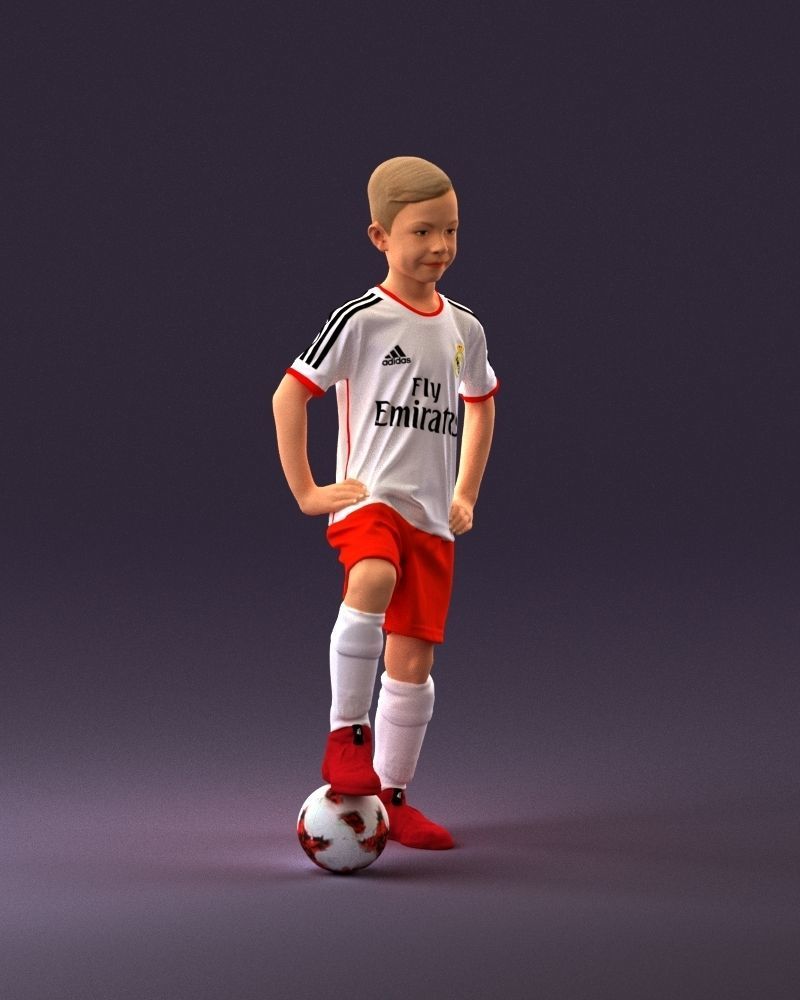 001028 young socker player in whire red uniform 3D Print Ready 3D print model_9