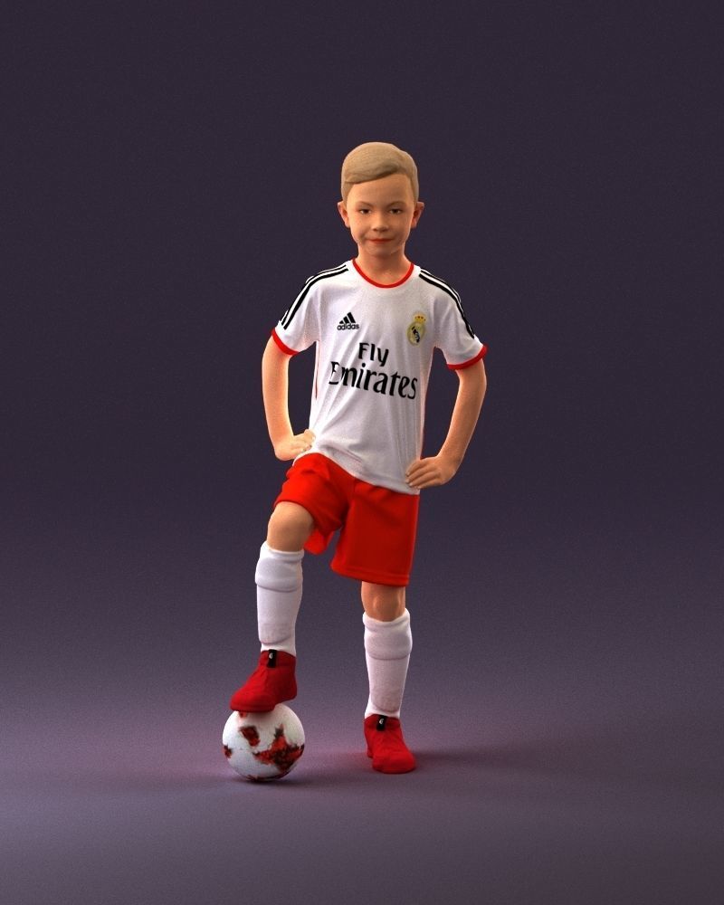 001028 young socker player in whire red uniform 3D Print Ready 3D print model_34