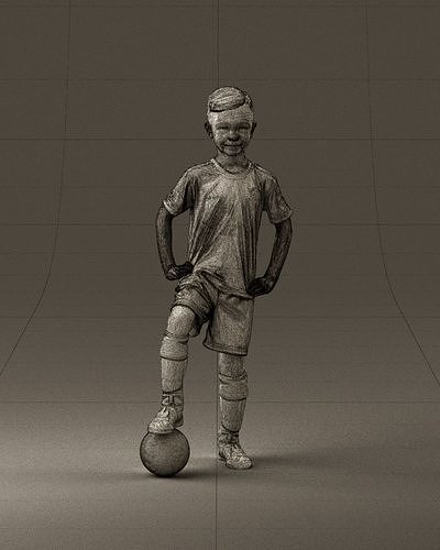 001028 young socker player in whire red uniform 3D Print Ready 3D print model