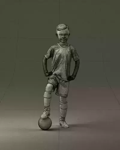 001028 young socker player in whire red uniform 3D Print Ready 3D print model