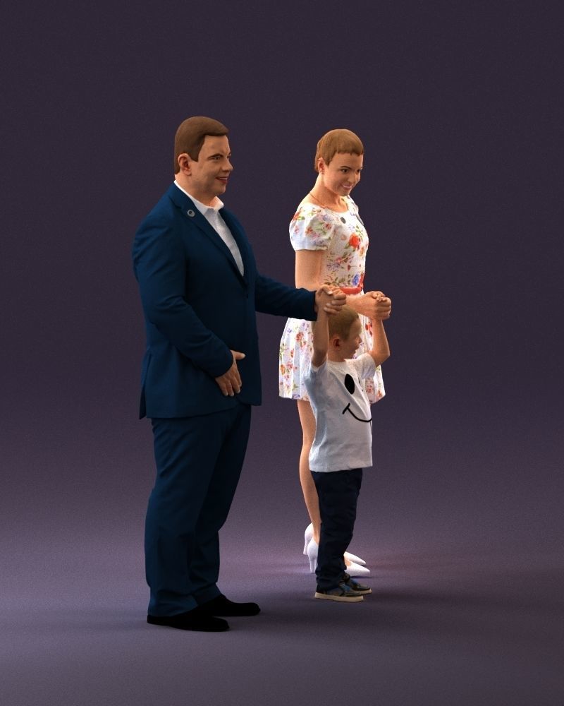 001029 family fat man happy boy woman 3D model_3