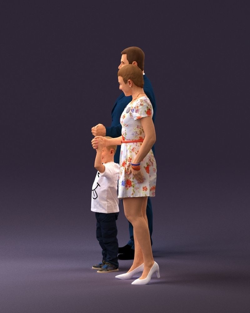 001029 family fat man happy boy woman 3D model_8