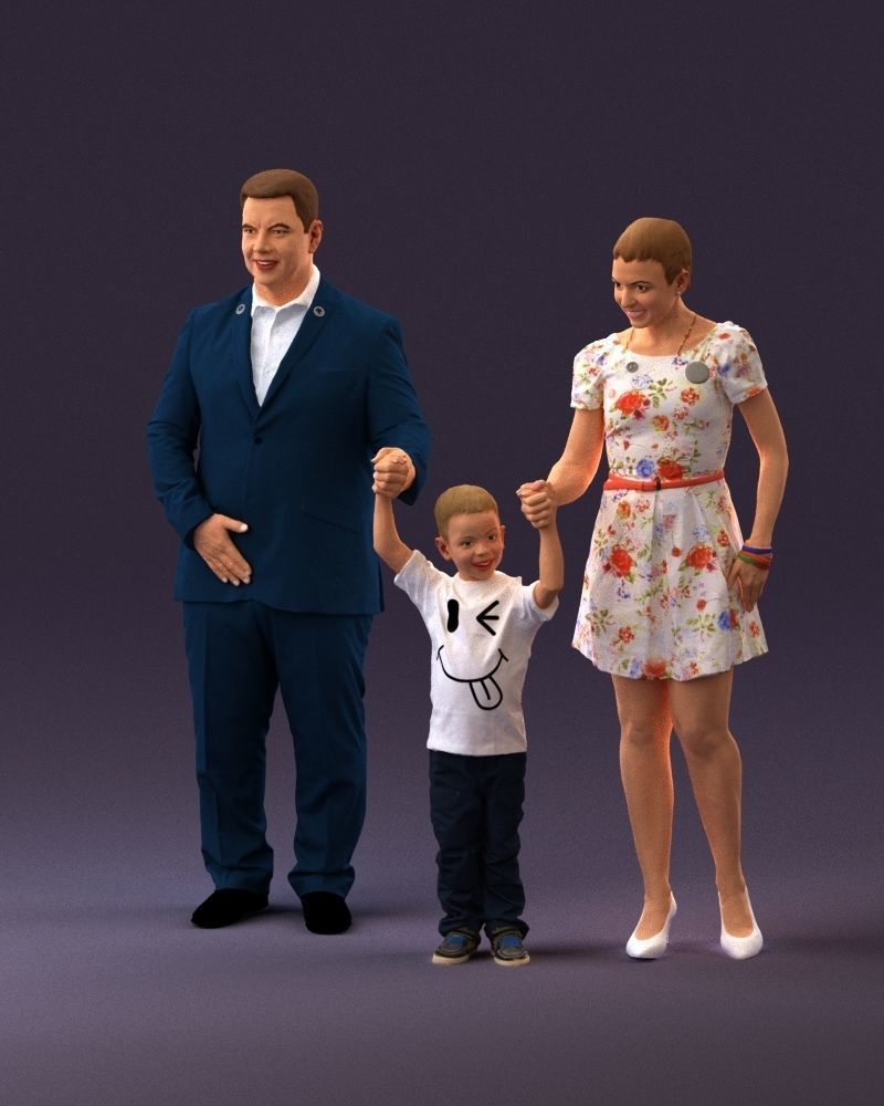 001029 family fat man happy boy woman 3D model_10