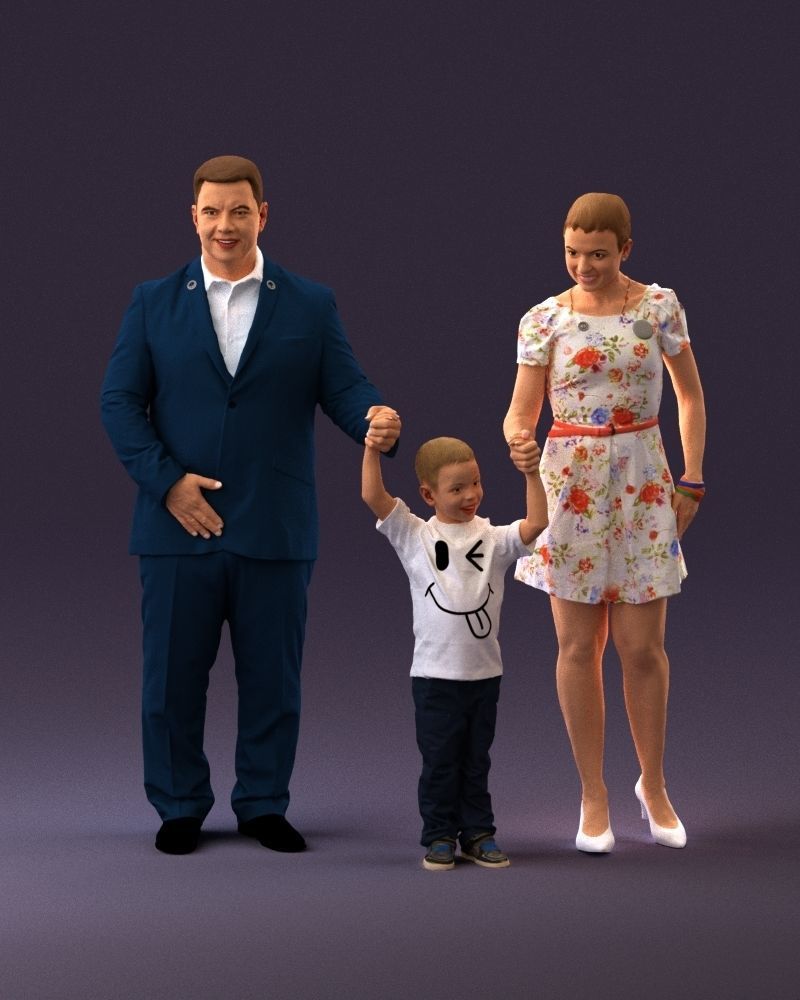 001029 family fat man happy boy woman 3D model_11