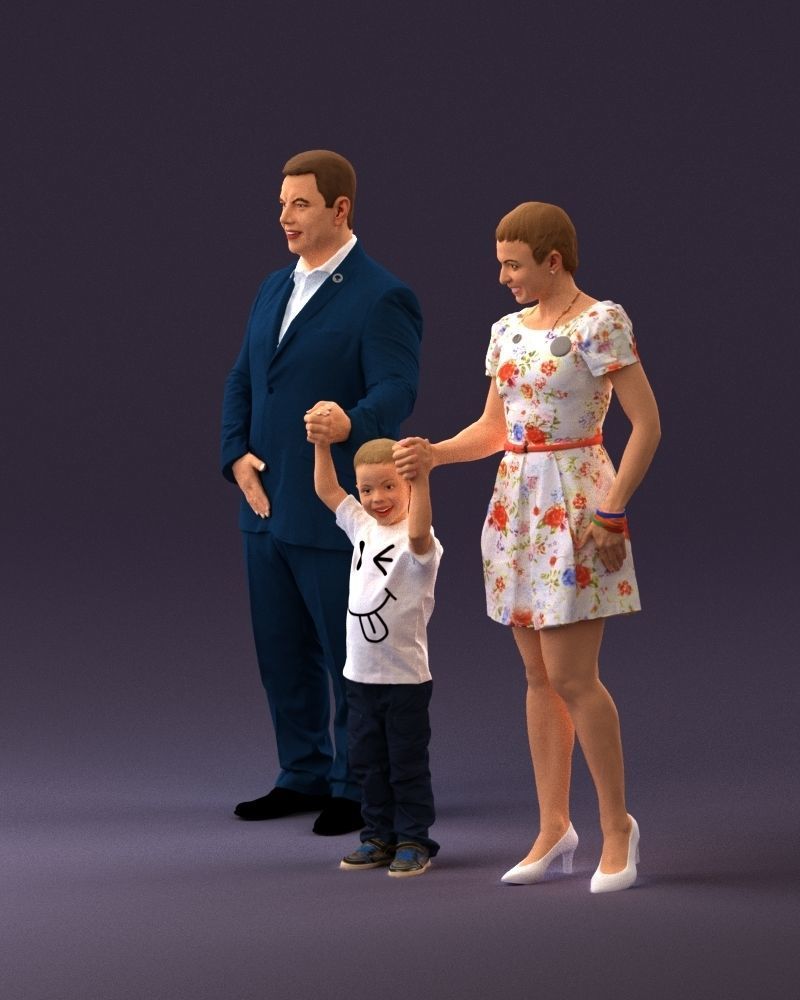 001029 family fat man happy boy woman 3D model_9