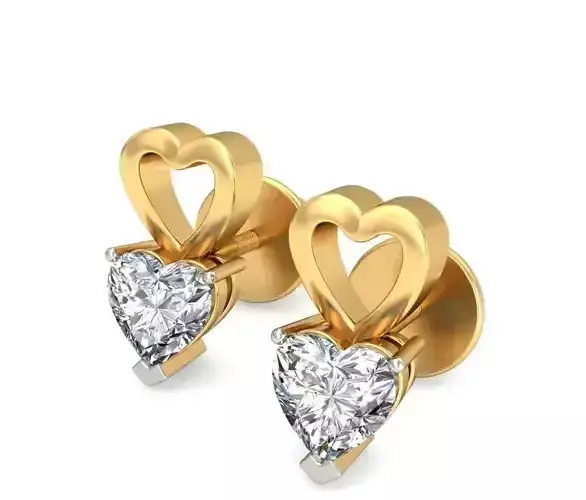 Solitaire Earrings 3Dm STL OBJ FBX Render Details