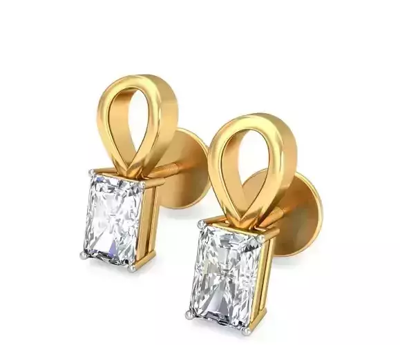 Solitaire Emerald Diamond Earrings 3Dm STL OBJ Render Details
