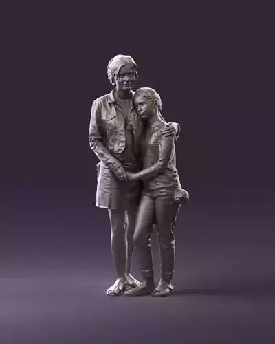 001031 woman in jeans clothes with daughter 3D Print Ready 3D print model