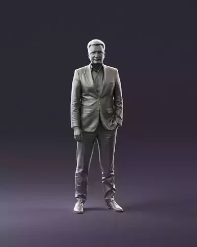 001032 man in purple bluish  suit hand in pocket 3D Print Ready 3D print model