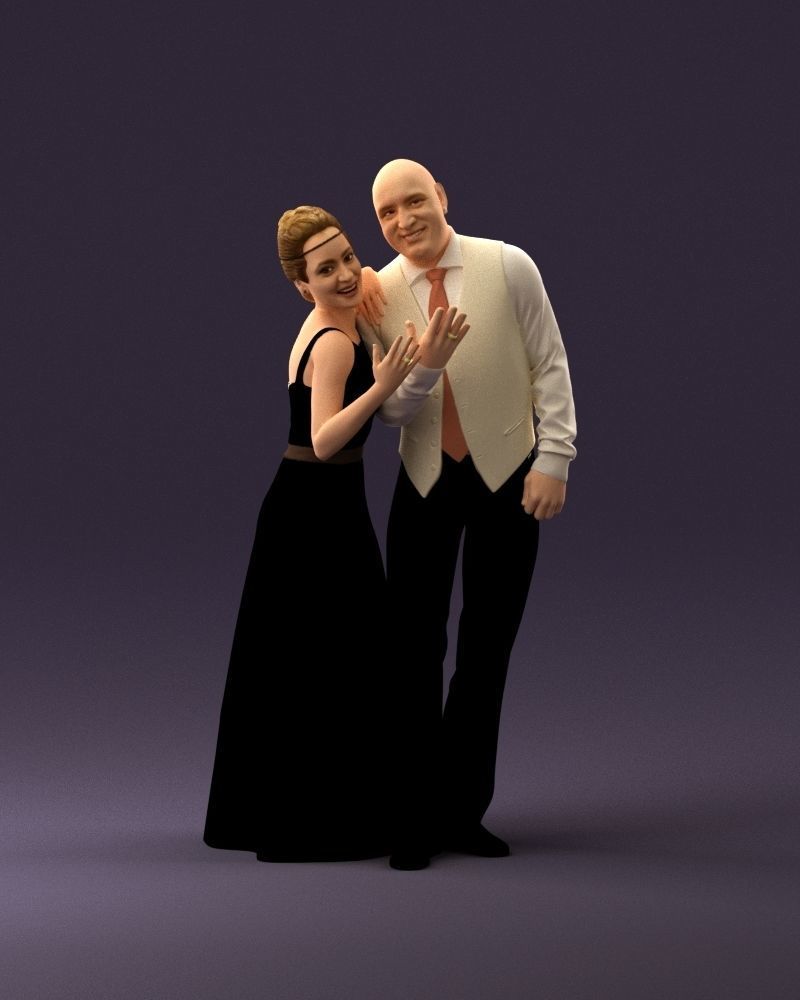 001033 skinhead man in white with  woman in dress 3D Print Ready 3D print model_13
