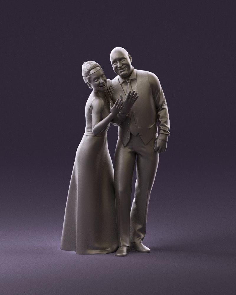 001033 skinhead man in white with  woman in dress 3D Print Ready 3D print model_1