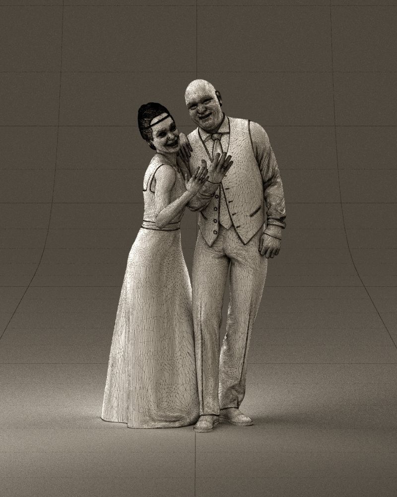 001033 skinhead man in white with  woman in dress 3D Print Ready 3D print model_25