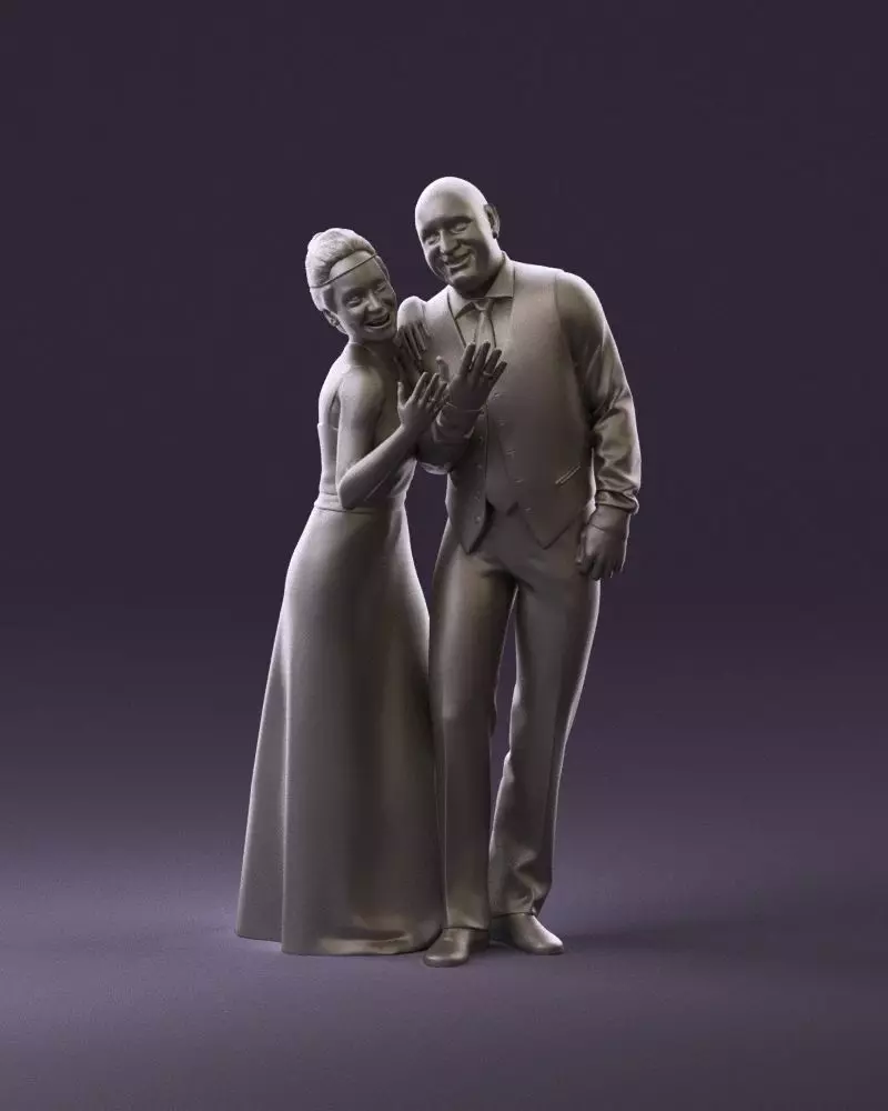 001033 skinhead man in white with  woman in dress 3D Print Ready 3D print model_0