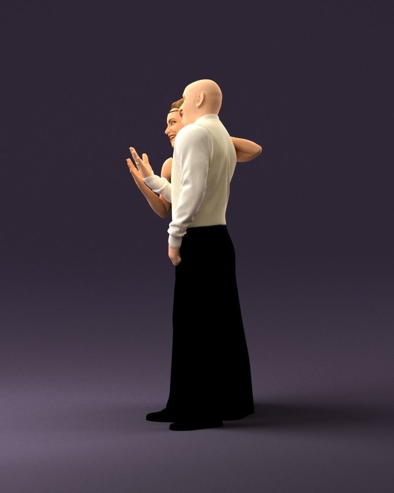 001033 skinhead man in white with  woman in dress 3D Print Ready 3D print model_20