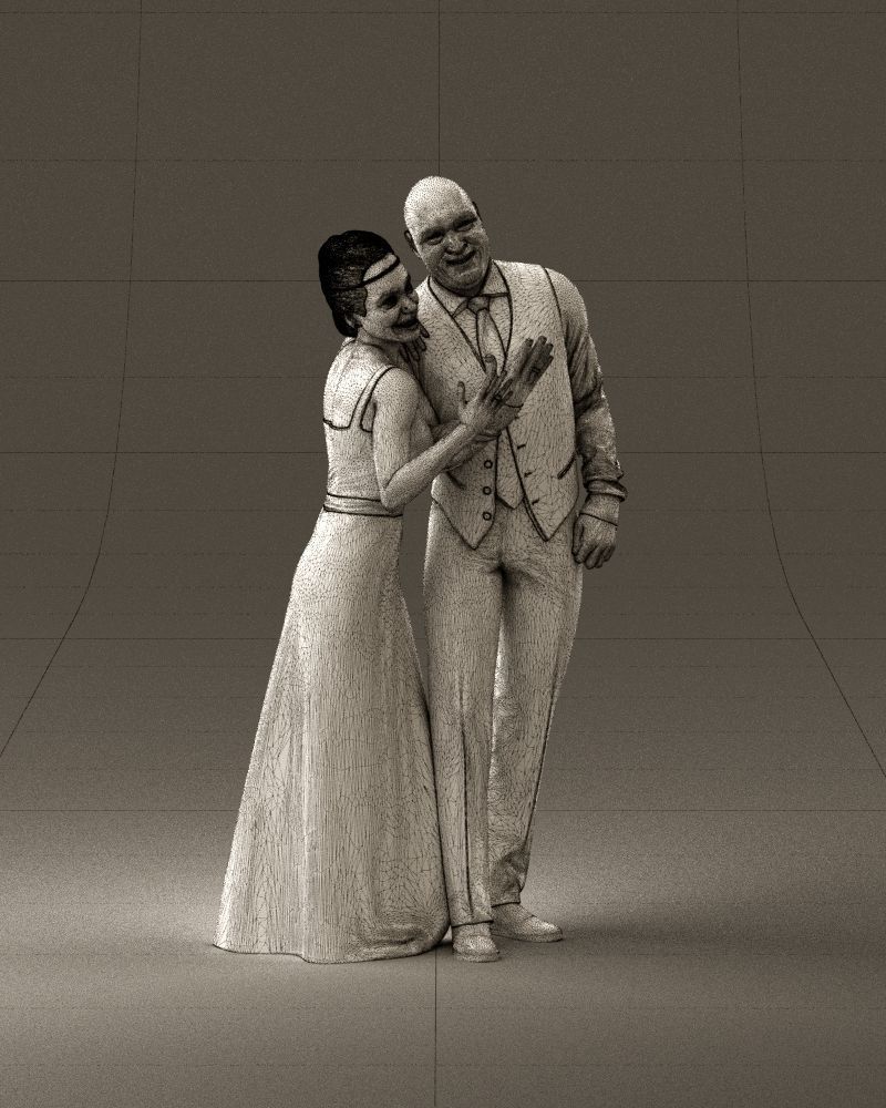 001033 skinhead man in white with  woman in dress 3D Print Ready 3D print model_26