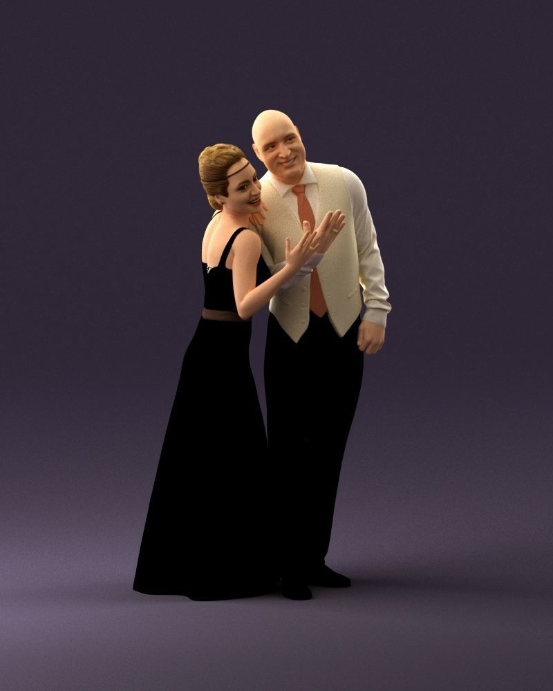 001033 skinhead man in white with  woman in dress 3D Print Ready 3D print model_14