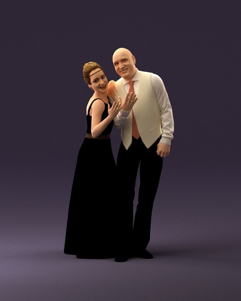 001033 skinhead man in white with  woman in dress 3D Print Ready 3D print model_12