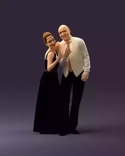001033 skinhead man in white with woman in dress