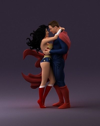 001034 man and woman in superhero suits 3D model