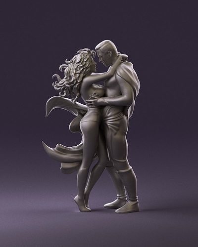 001034 man and woman in superhero suits 3D Print Ready 3D print model