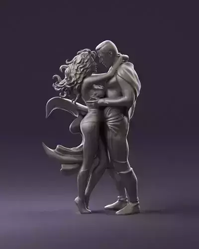 001034 man and woman in superhero suits 3D Print Ready