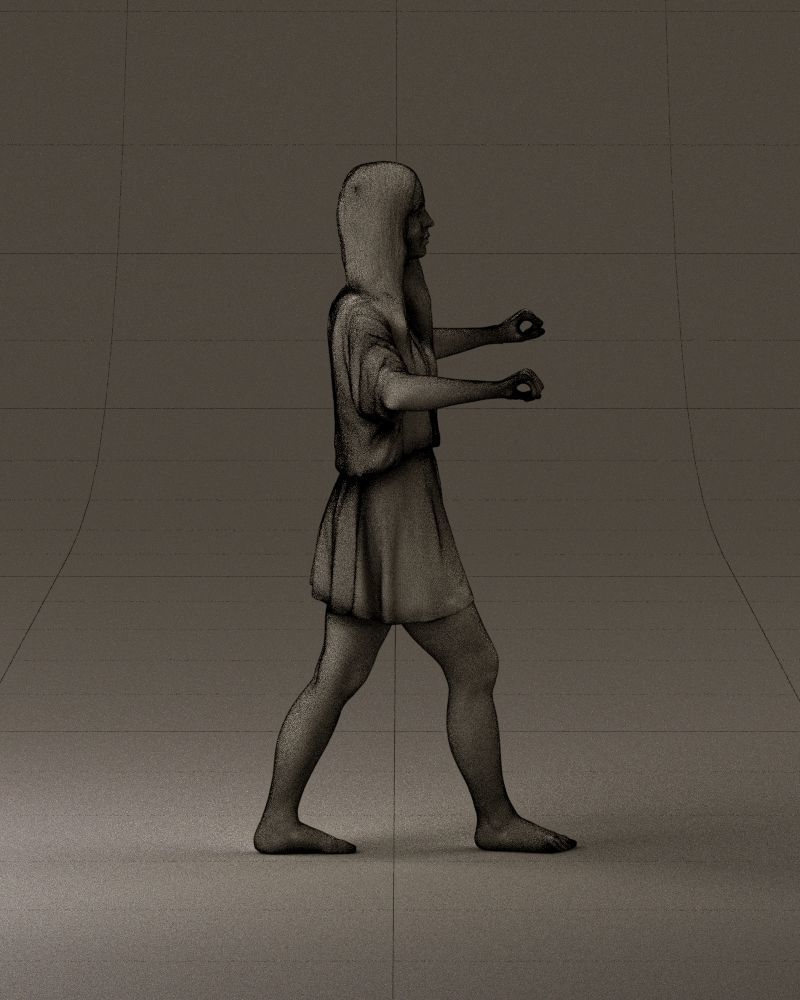 001036 woman in white top beige skirt walking 3D Print Ready 3D print model_28