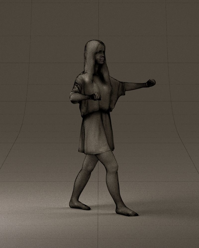 001036 woman in white top beige skirt walking 3D Print Ready 3D print model_27