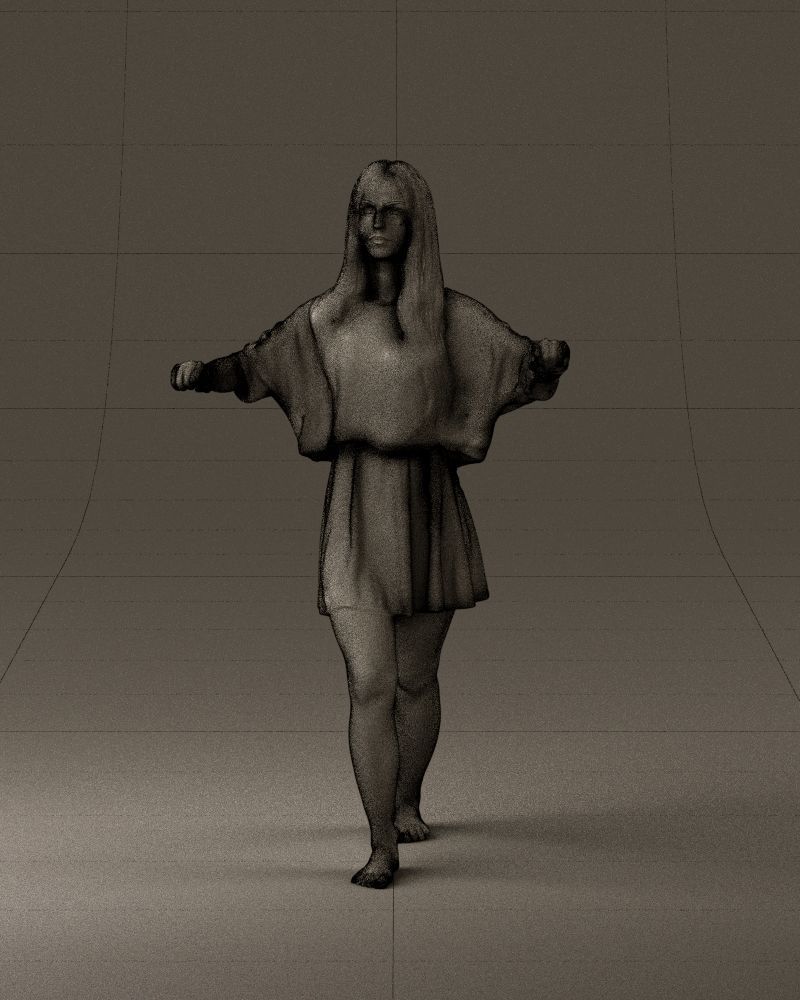 001036 woman in white top beige skirt walking 3D Print Ready 3D print model_35