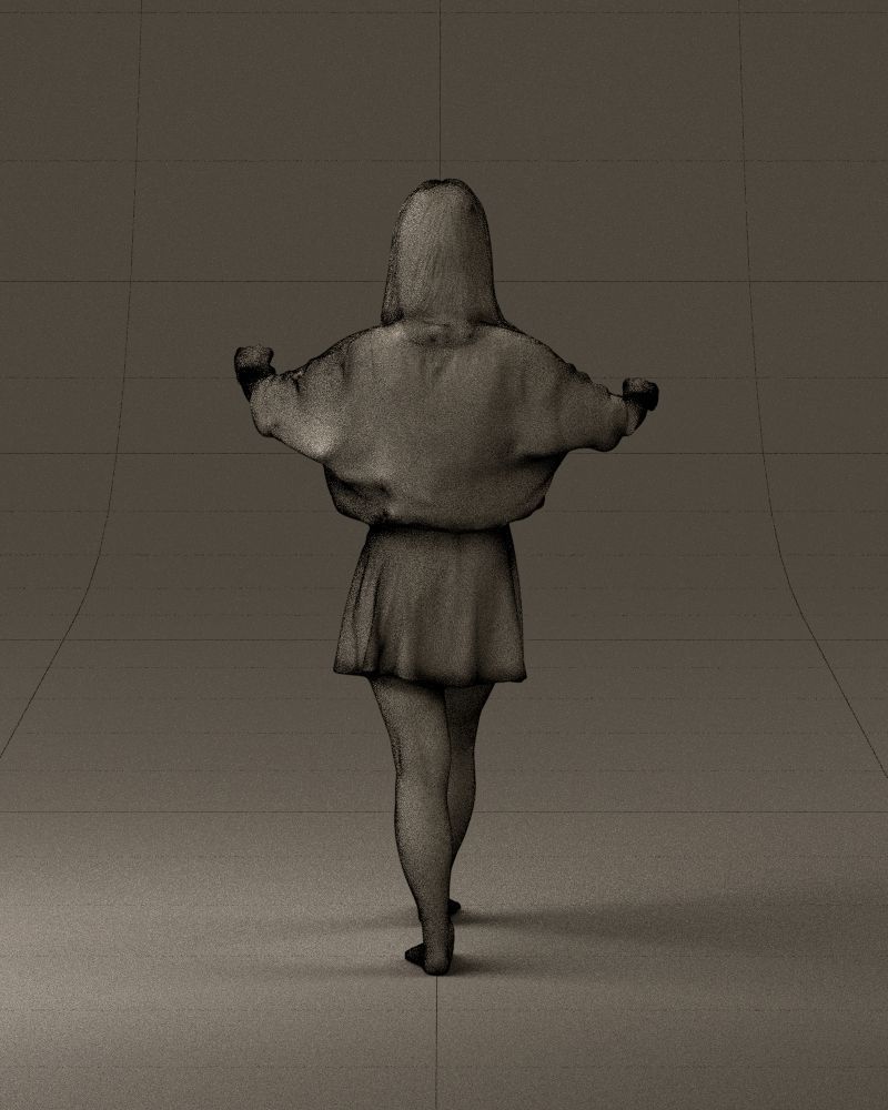 001036 woman in white top beige skirt walking 3D Print Ready 3D print model_30