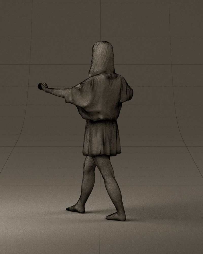 001036 woman in white top beige skirt walking 3D Print Ready 3D print model_31