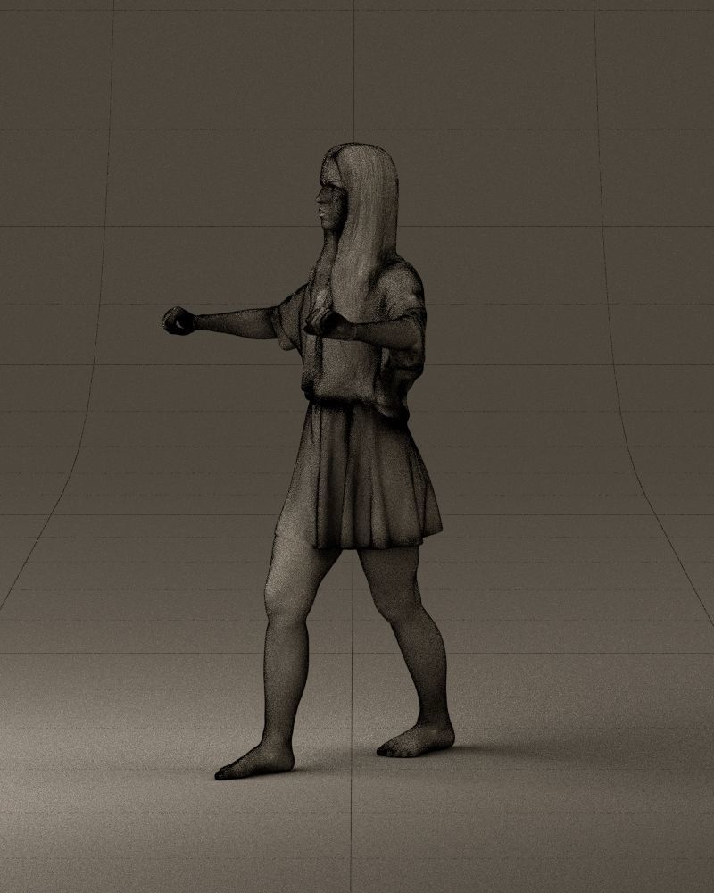 001036 woman in white top beige skirt walking 3D Print Ready 3D print model_33