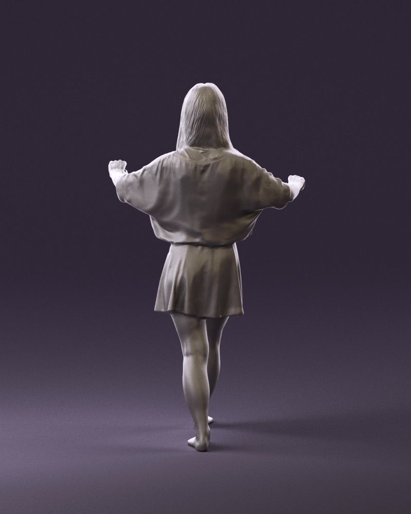 001036 woman in white top beige skirt walking 3D Print Ready 3D print model_6