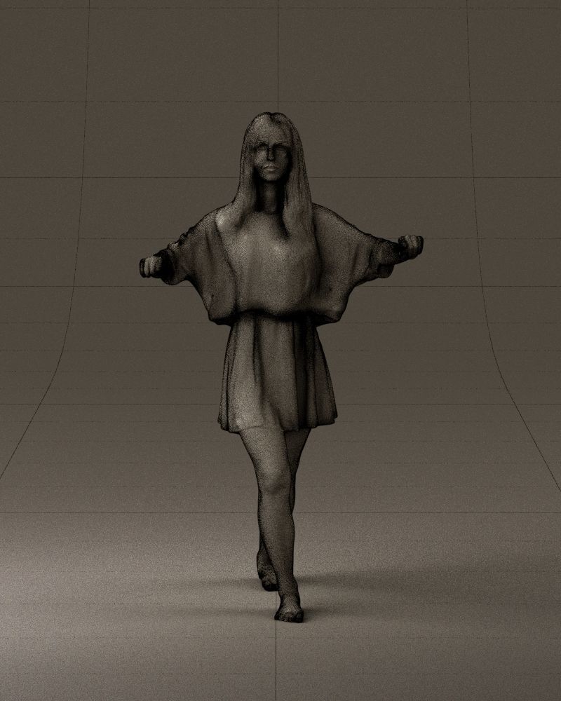 001036 woman in white top beige skirt walking 3D Print Ready 3D print model_25