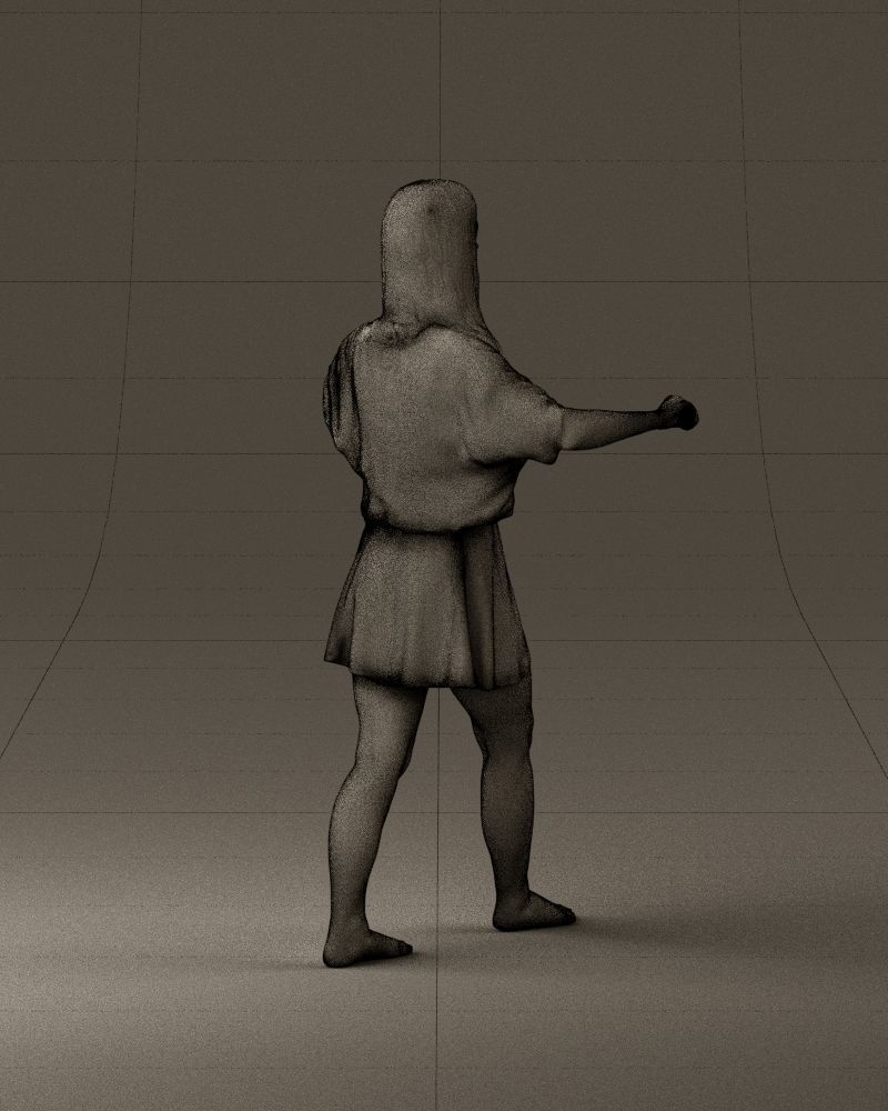 001036 woman in white top beige skirt walking 3D Print Ready 3D print model_29