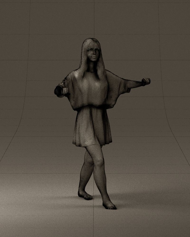 001036 woman in white top beige skirt walking 3D Print Ready 3D print model_26