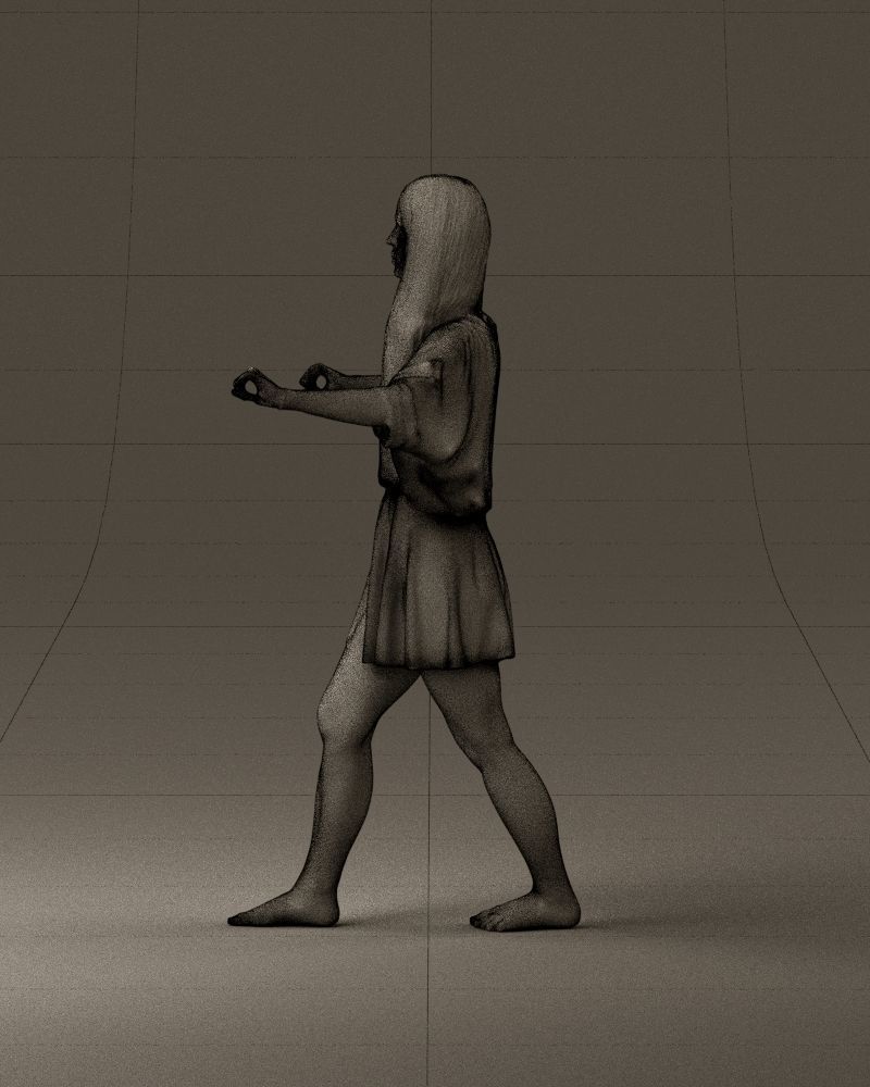 001036 woman in white top beige skirt walking 3D Print Ready 3D print model_32