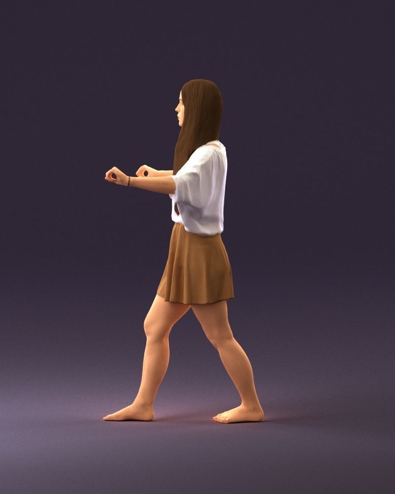 001036 woman in white top beige skirt walking 3D Print Ready 3D print model_20