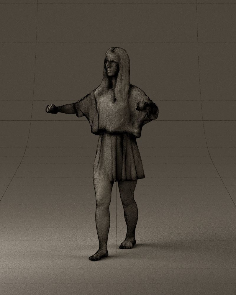 001036 woman in white top beige skirt walking 3D Print Ready 3D print model_34