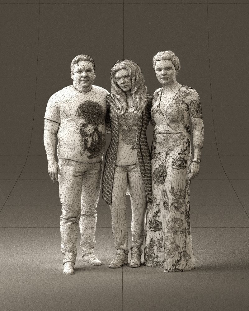 001037 family man and two woman in shirts with 3D model_24