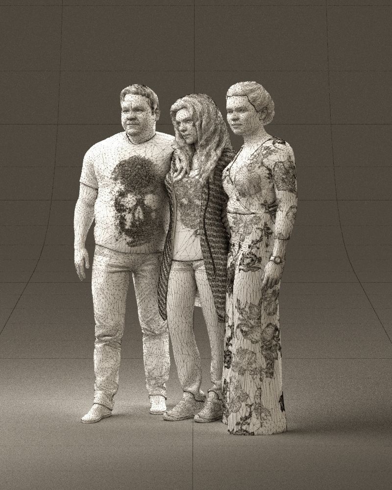 001037 family man and two woman in shirts with 3D model_34