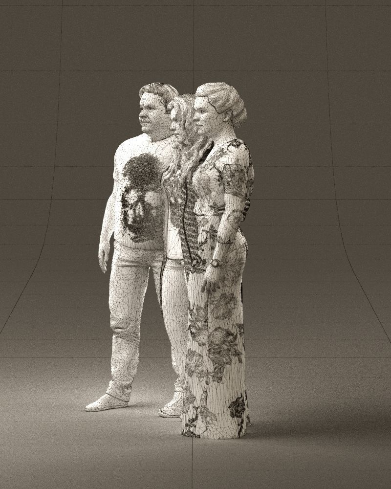 001037 family man and two woman in shirts with 3D model_33