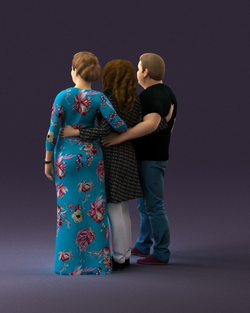 001037 family man and two woman in shirts with 3D model_7